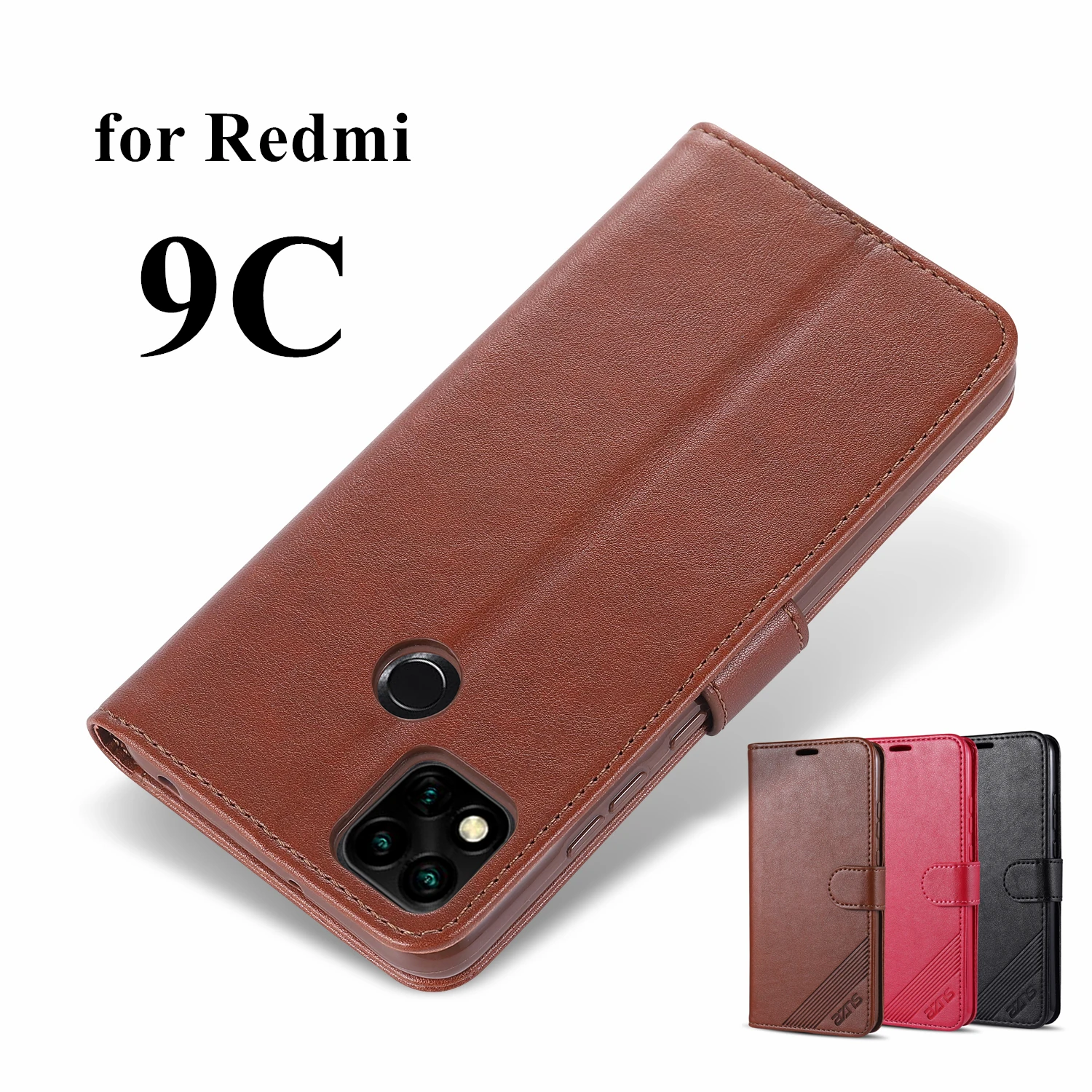 AZNS Redmi9C Atveju Aukštos Kokybės Flip Cover Odinis dėklas skirtas Xiaomi Redmi 9C / Redmi 9C NFC Pu Odos Telefonas Maišai, Dėklas