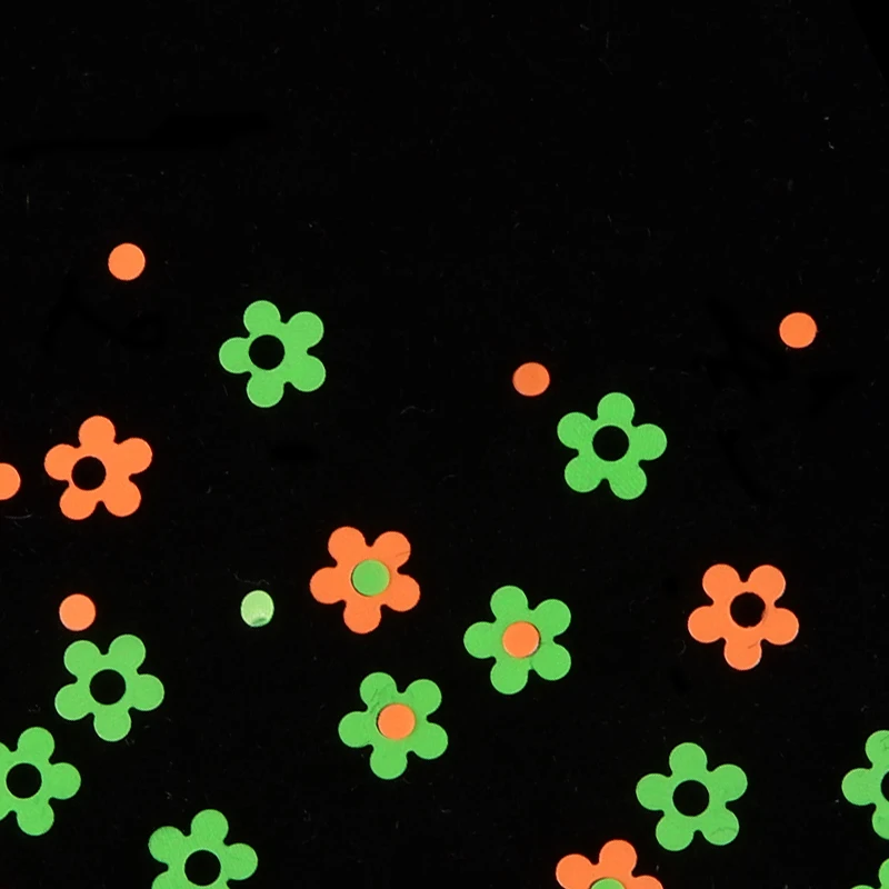 Fluorescencijos Gėlių Formos Blizgučiai 4MM Neon Nagai Blizgučiai Dribsnių 3D Derinys Spalvų Nagų Dailė Pagalbinė Manikiūro Dizaino Papuošalai
