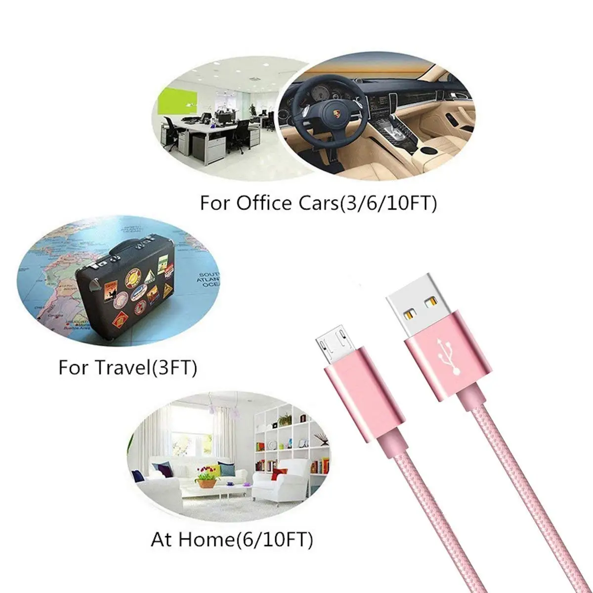 2m USB Kabelis, Mikro USB Greito Įkrovimo Mobilusis Telefonas Android Įkroviklis, Duomenų Laidas, Skirtas 
