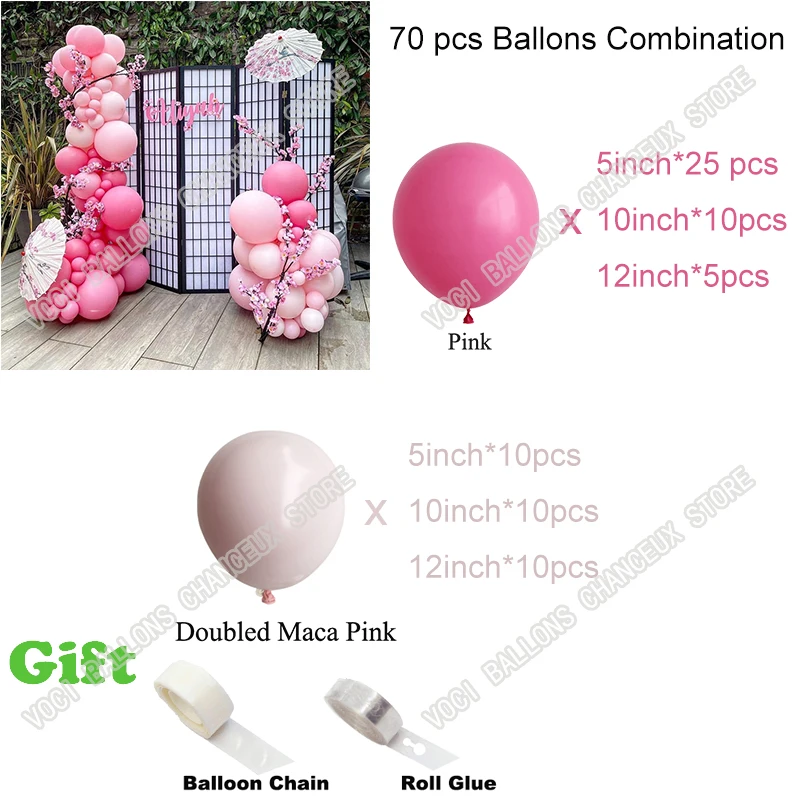 Dvigubai Pink Macaron Balionų Girliandą Komplektas Vestuvių Fone, Apdailos Rožinė Arch Gimtadienio Baby Shower Bendrovė Vakarienė Dekoro